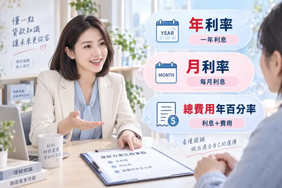 年利率、月利率、總費用年百分率怎麼看?主題示意