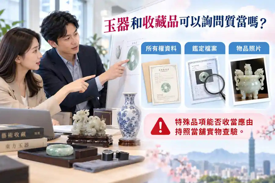 玉器和收藏品可以詢問質當嗎?先分清鑑定、估價與取贖主題示意